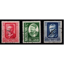 1954 - Island - AFA 294-96 - Frimærker - Hannes Hafstein mindeudgave - Komplet sæt - Stemplet.